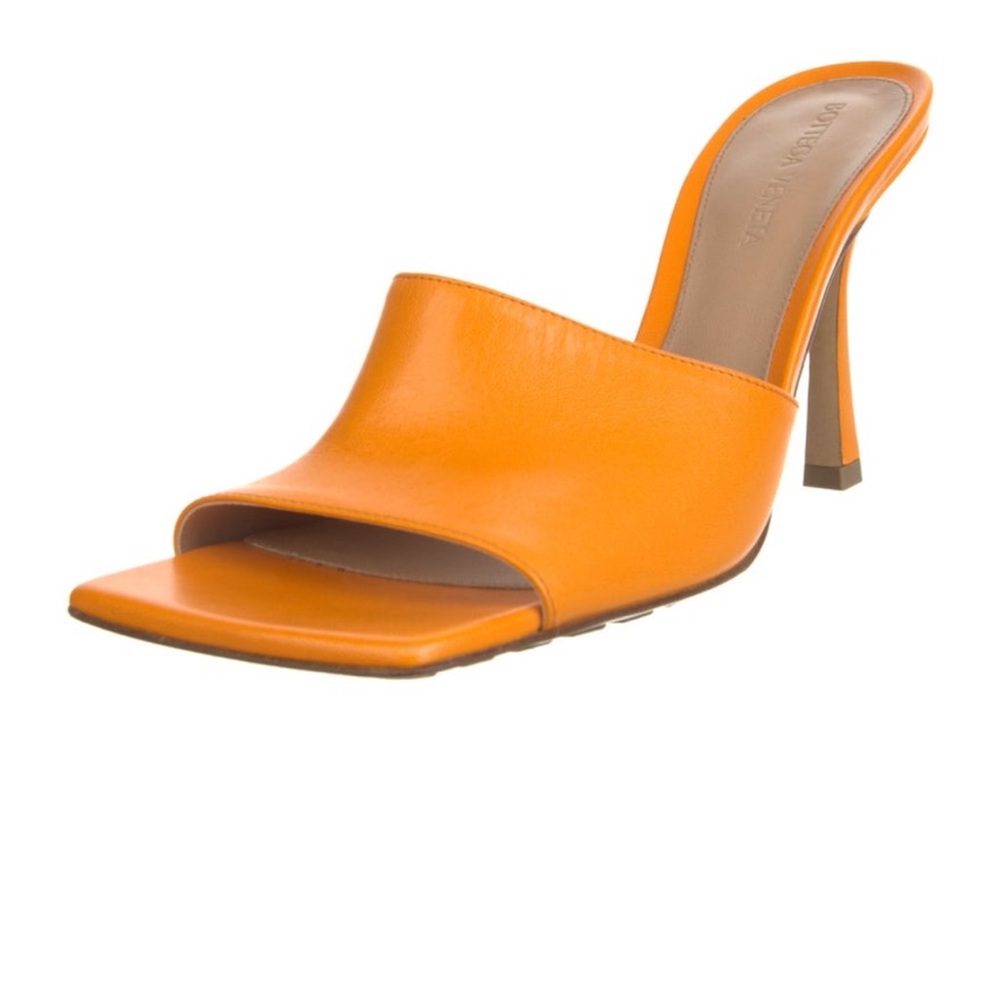 Bottega Veneta Orange Leather Open-Toe Mule Heels
